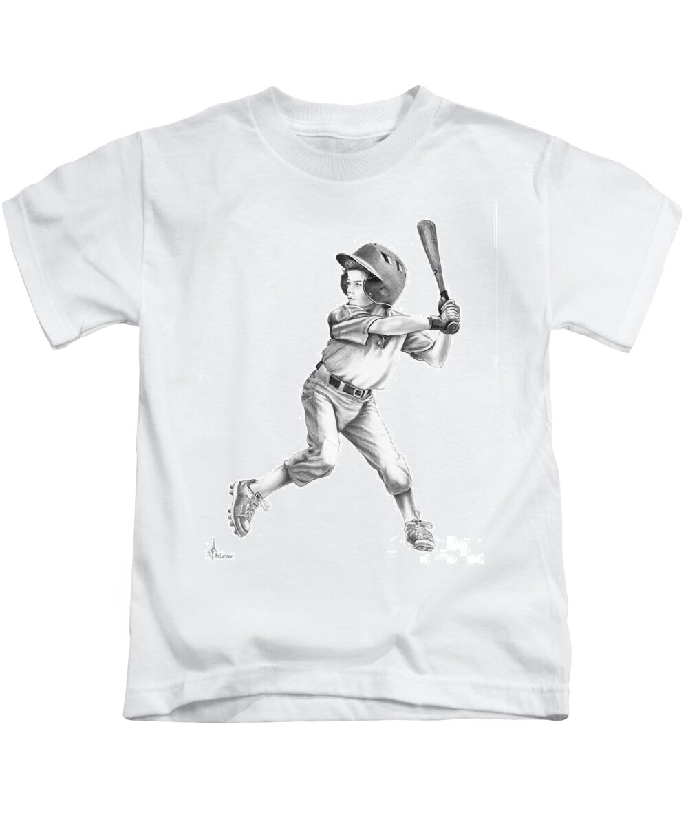 Drawing Kids T-Shirt featuring the drawing Baseball Kid by Murphy Elliott