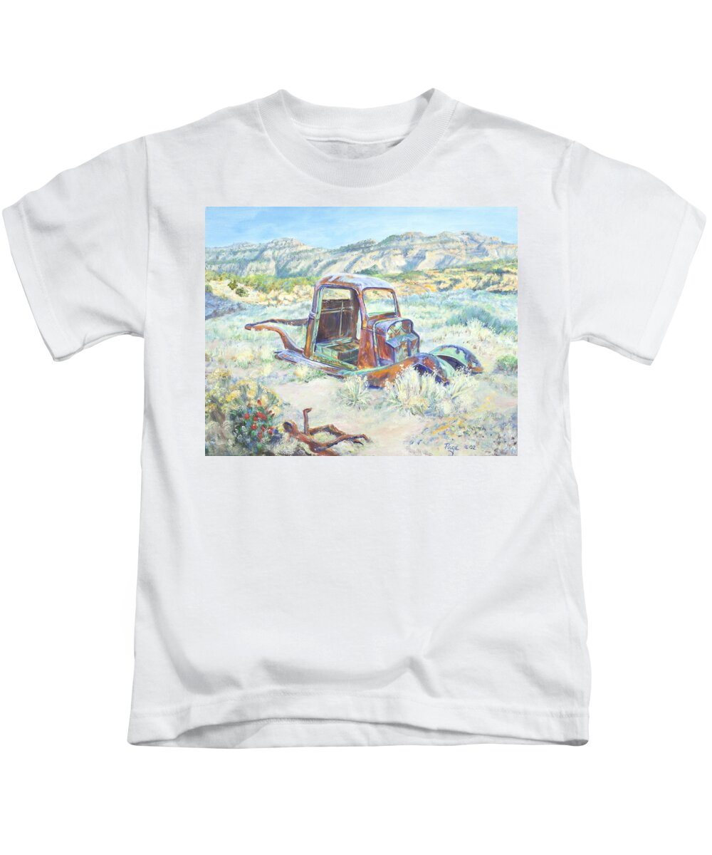 Truck Kids T-Shirt featuring the painting Crescent Canyon Relic by Page Holland