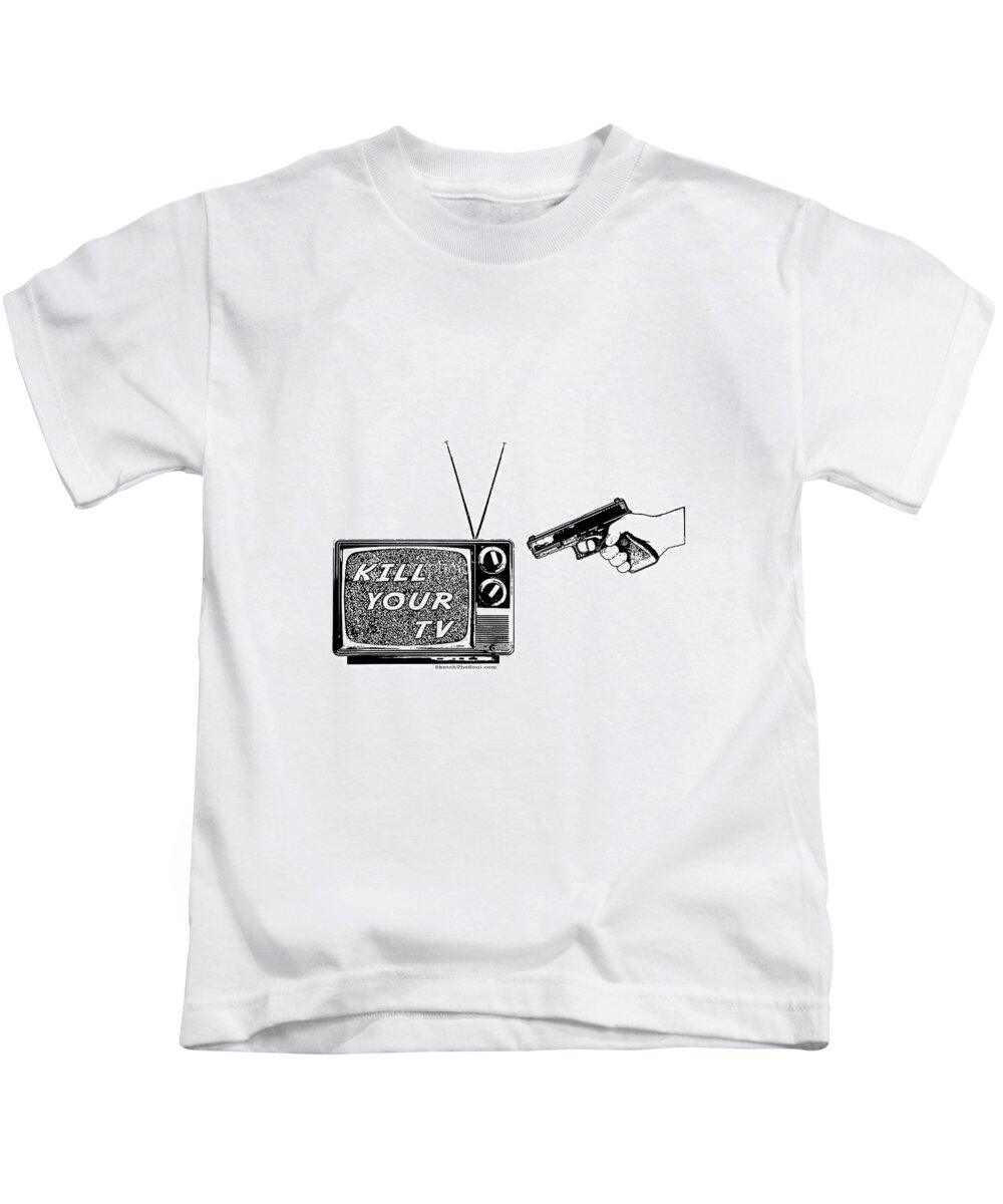 Television Kids T-Shirt featuring the mixed media Kill Your TV by Tony Koehl