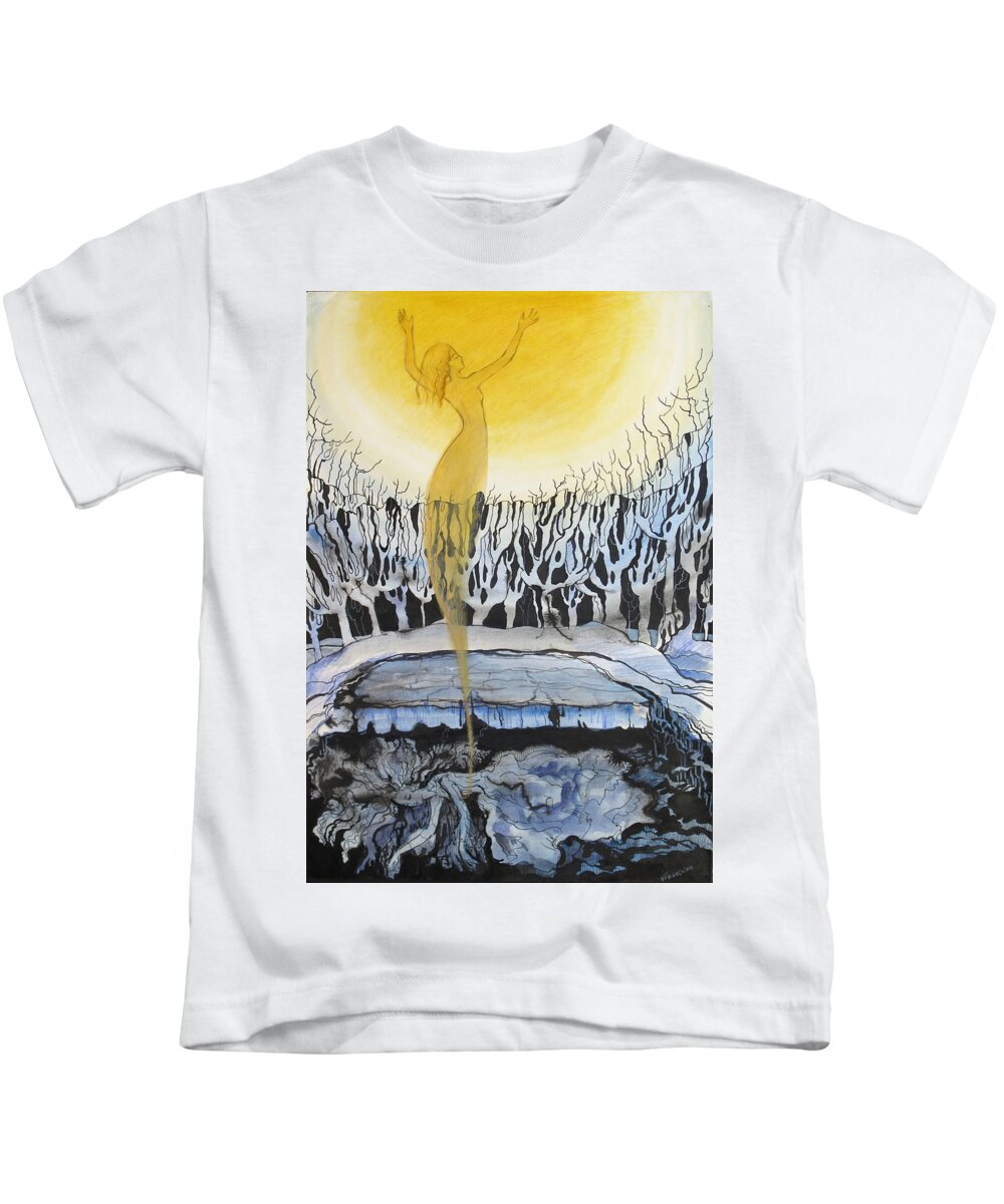 Water Kids T-Shirt featuring the painting Last time it was like this by Valentina Plishchina