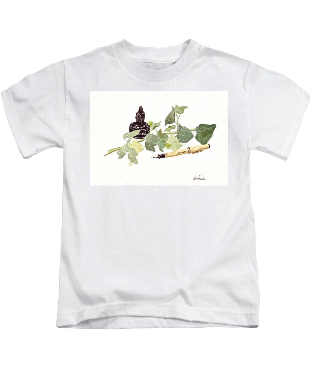 Ink Kids T-Shirt featuring the painting Pen Ink and Ivy by Frank SantAgata