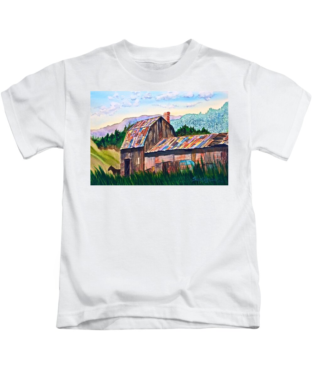 Silverton Kids T-Shirt featuring the painting Silverton Barn by Frank SantAgata