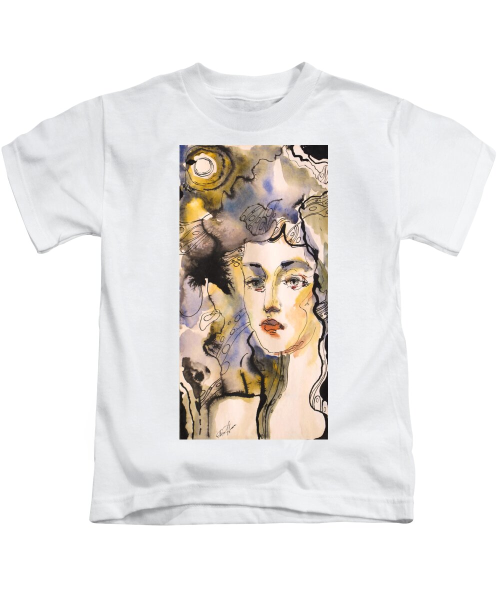 Woman Kids T-Shirt featuring the painting That's Her by Valentina Plishchina
