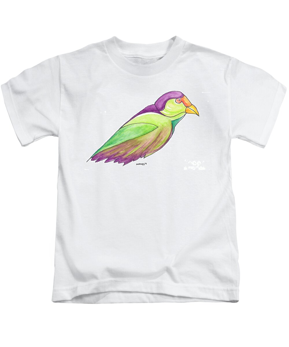 Bird Drawings Kids T-Shirt featuring the drawing The Bird by Mike Mooney