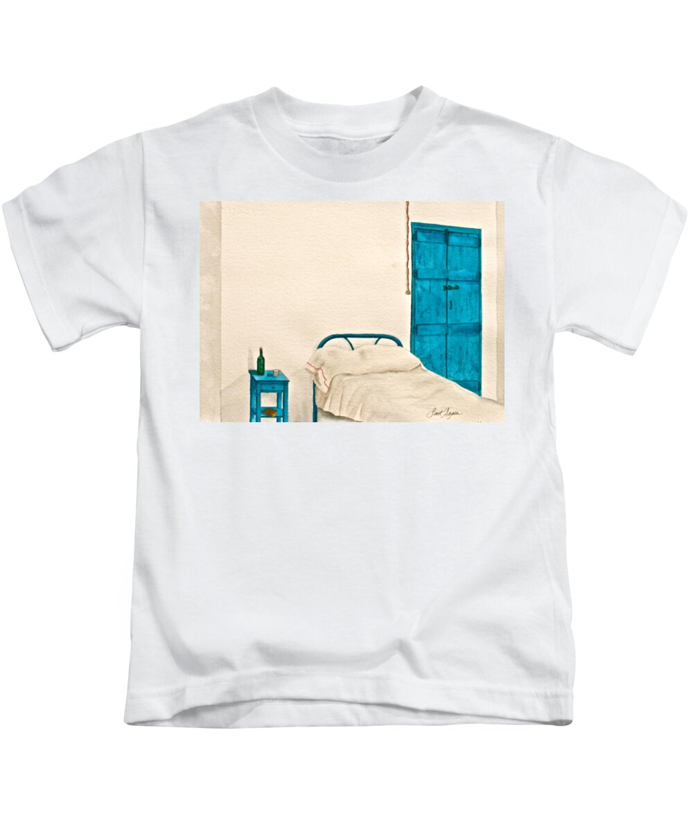 White Kids T-Shirt featuring the painting White Room by Frank SantAgata