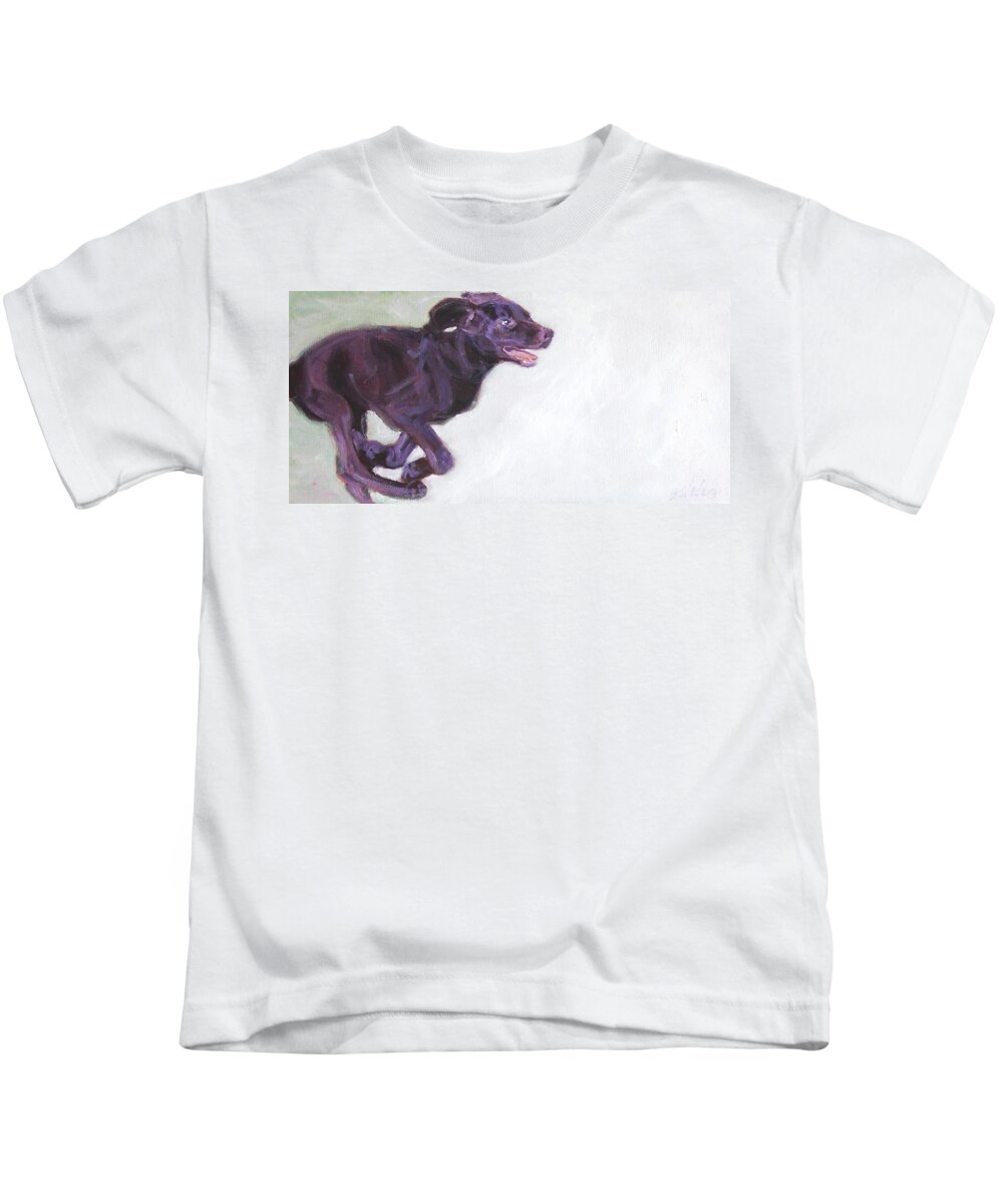 Running Kids T-Shirt featuring the painting Zooms by Sheila Wedegis