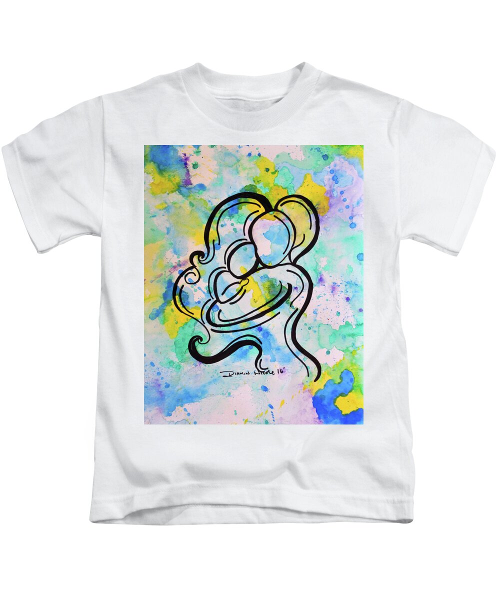  Kids T-Shirt featuring the painting A Mother's Love #1 by Diamin Nicole