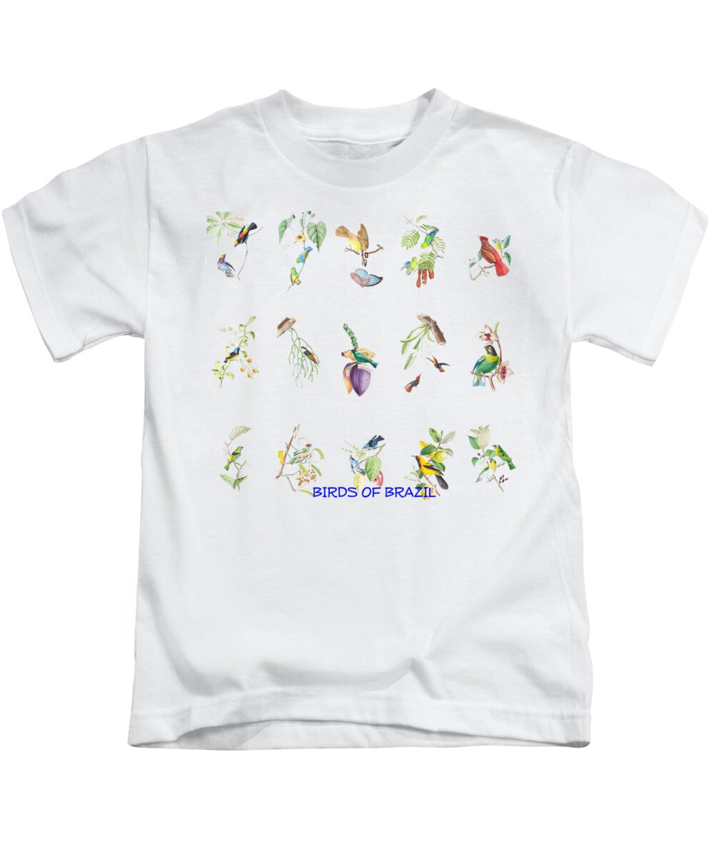 Tropical Kids T-Shirt featuring the painting Birds of Brazil #1 by Philip Ralley