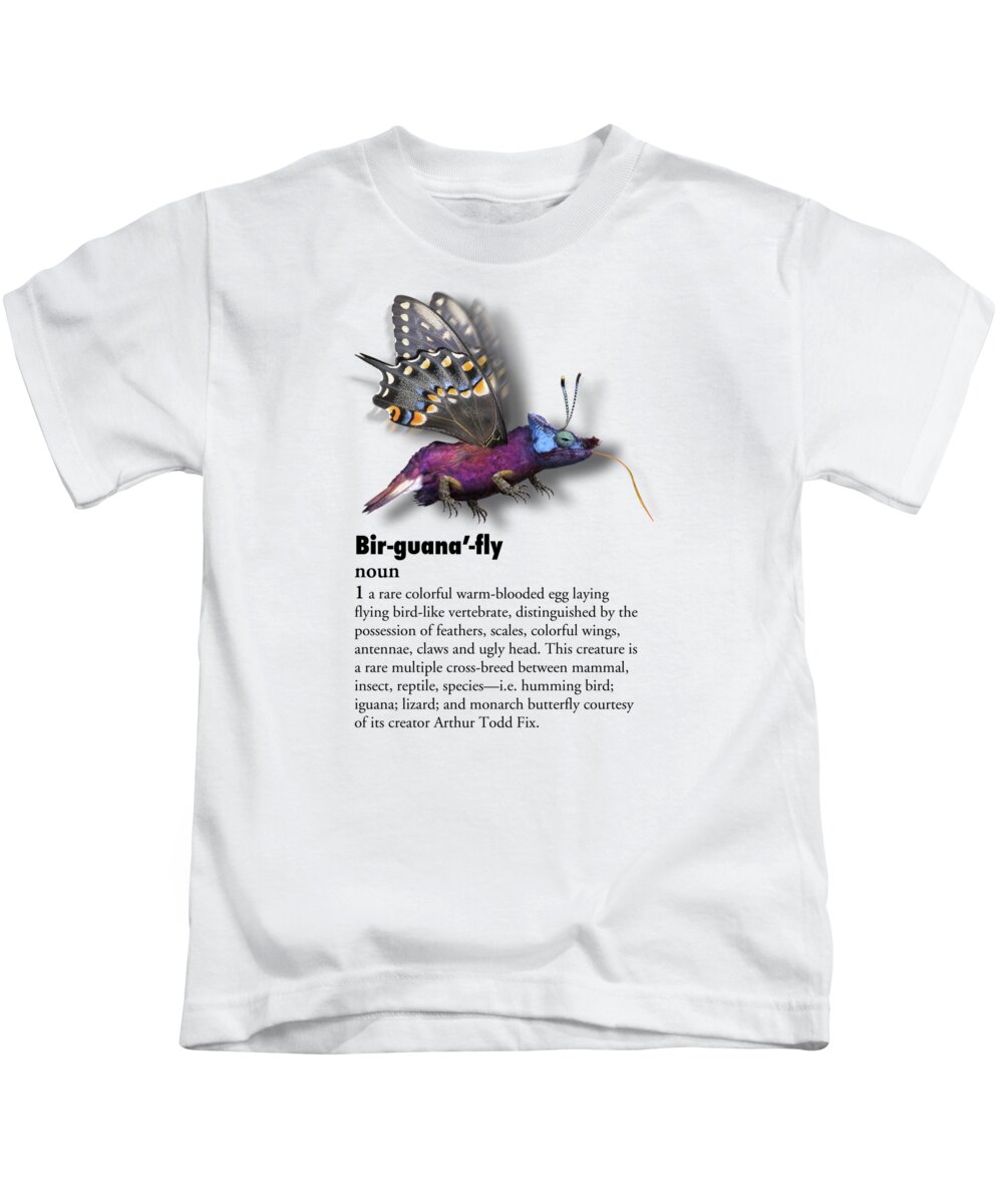 Birguanafly Kids T-Shirt featuring the digital art Birguanafly by Arthur Fix