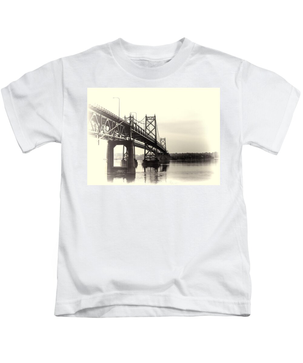 Bridge Kids T-Shirt featuring the digital art Bridge across the Mississippi #2 by Cathy Anderson