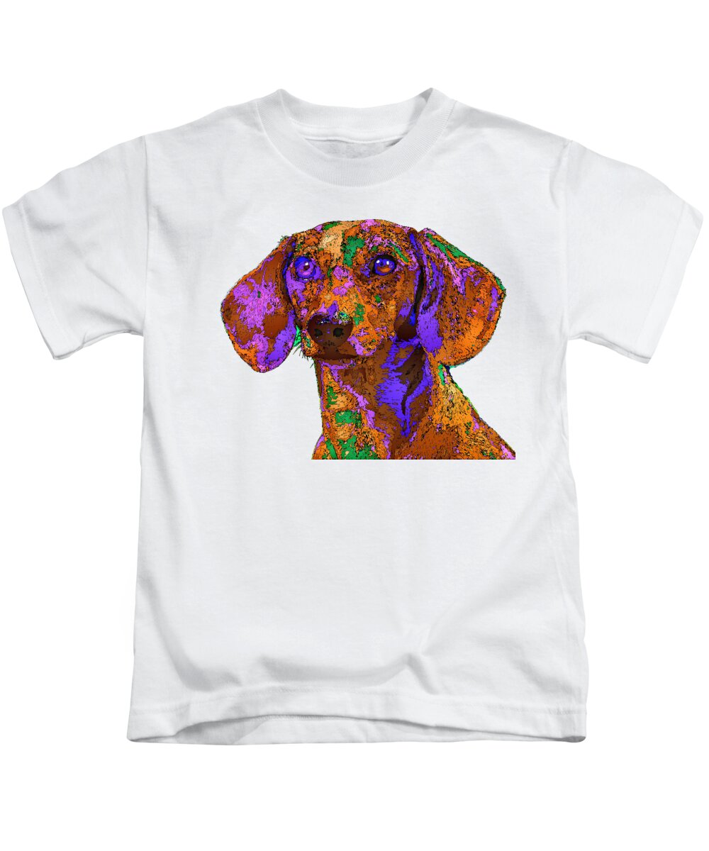 Dachshund Kids T-Shirt featuring the digital art Chloe. Pet Series #1 by Rafael Salazar
