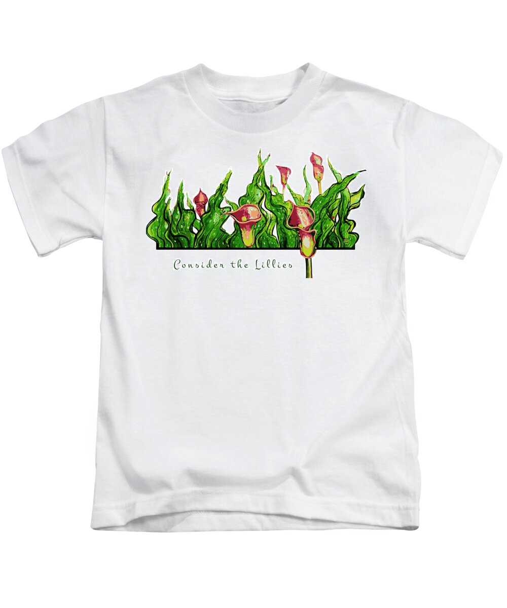 Oil Painting Kids T-Shirt featuring the painting Consider the Lillies #1 by Ian Anderson