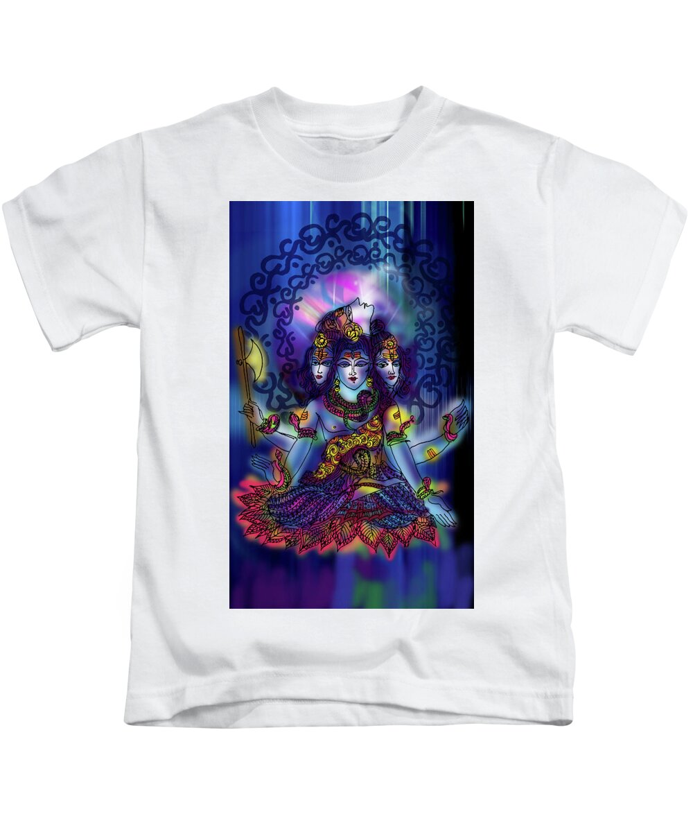 Universe Kids T-Shirt featuring the painting Enlightened Shiva by Guruji Aruneshvar Paris Art Curator Katrin Suter
