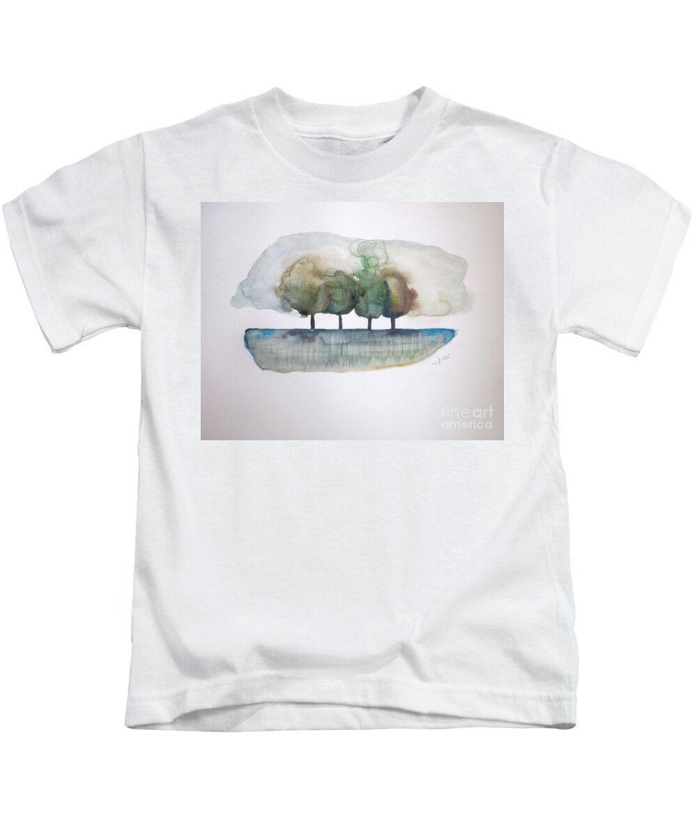 Trees Kids T-Shirt featuring the painting Family Trees #2 by Vesna Antic