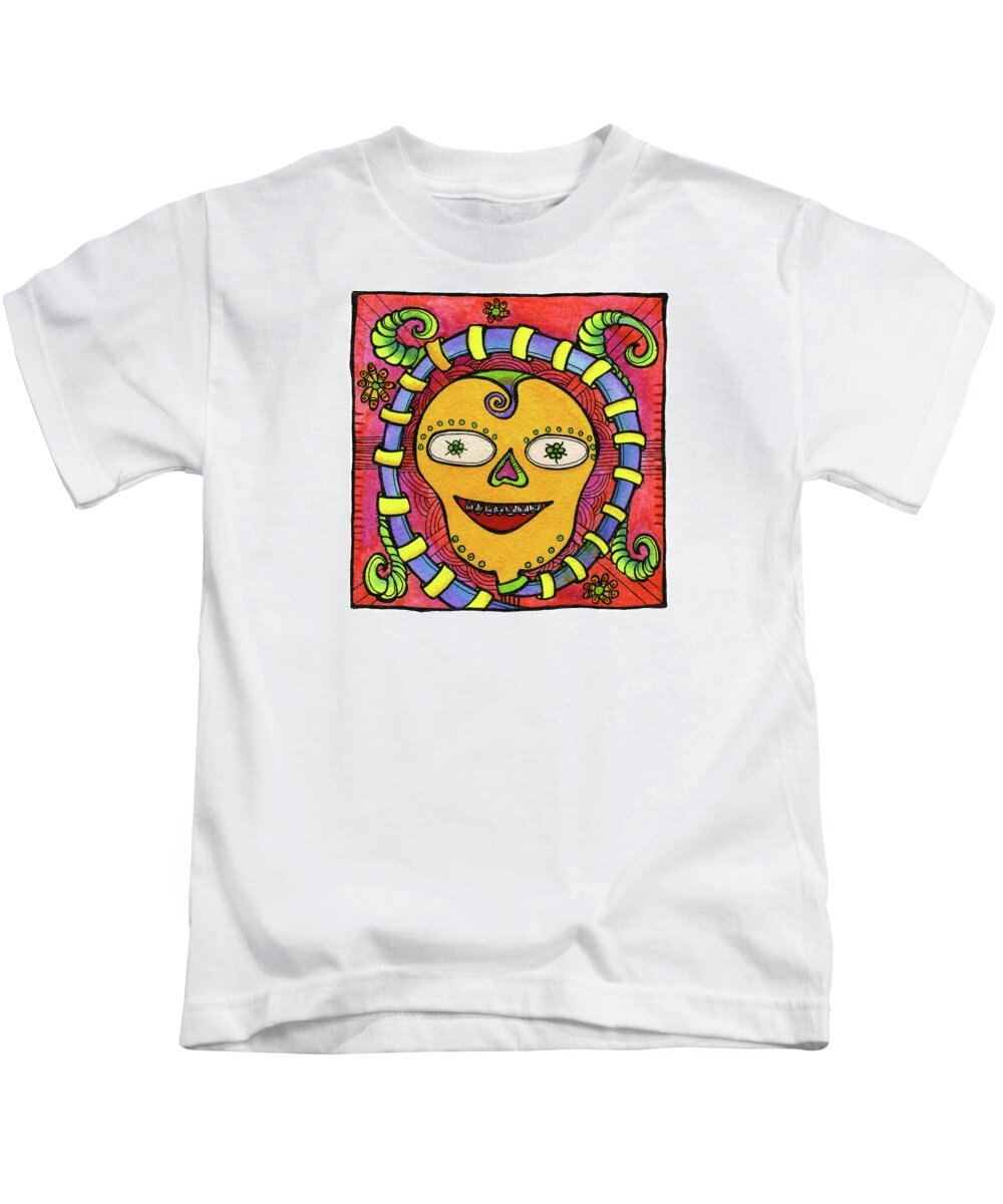 Paintings Kids T-Shirt featuring the painting Hula Dotty by Dar Freeland