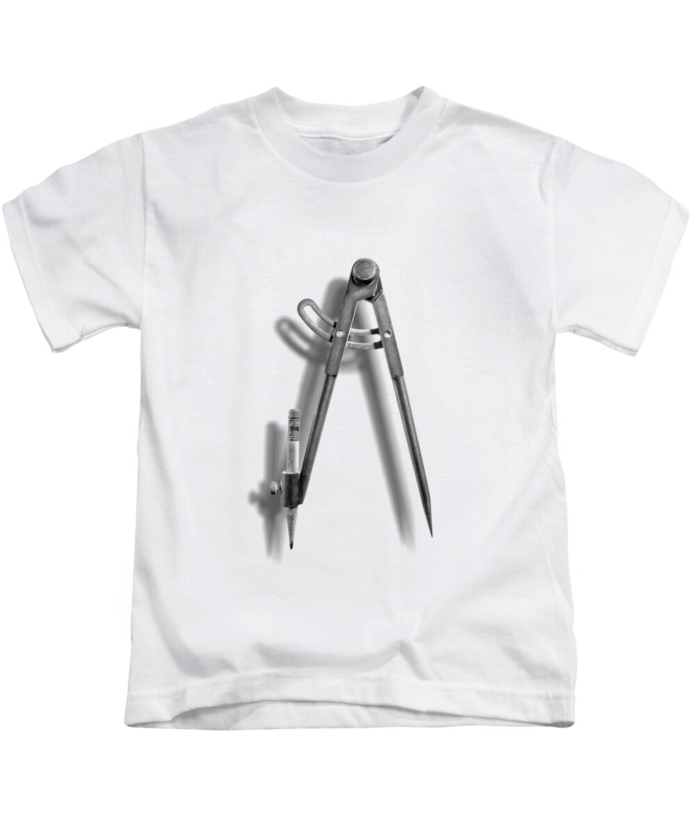 Compass Kids T-Shirt featuring the photograph Iron Compass Backside in BW by YoPedro