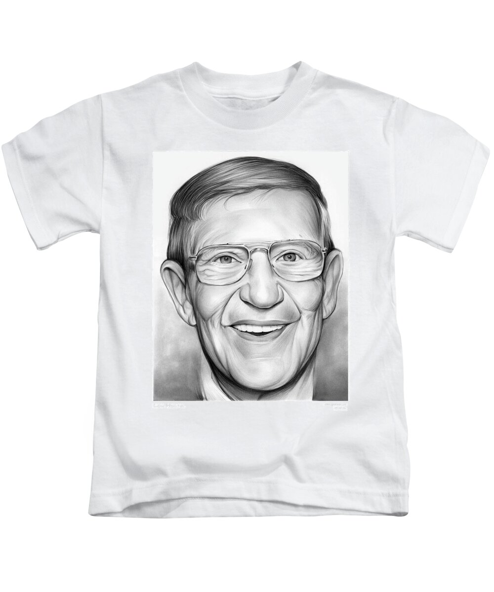 Lou Holtz Kids T-Shirt featuring the drawing Lou Holtz #1 by Greg Joens