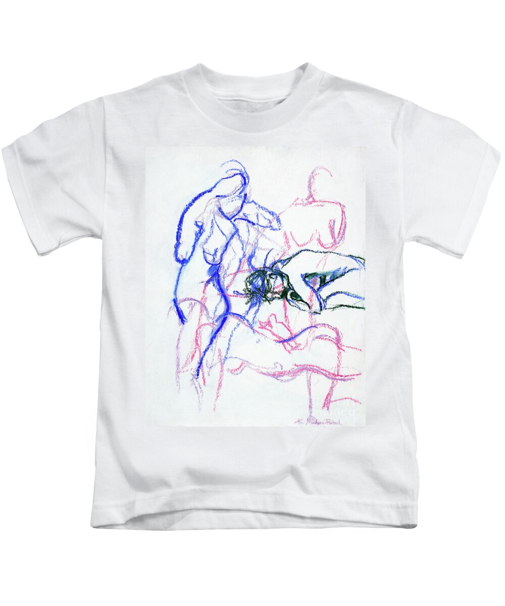  Kids T-Shirt featuring the drawing Moments In Time No.3 #1 by Kerryn Madsen-Pietsch