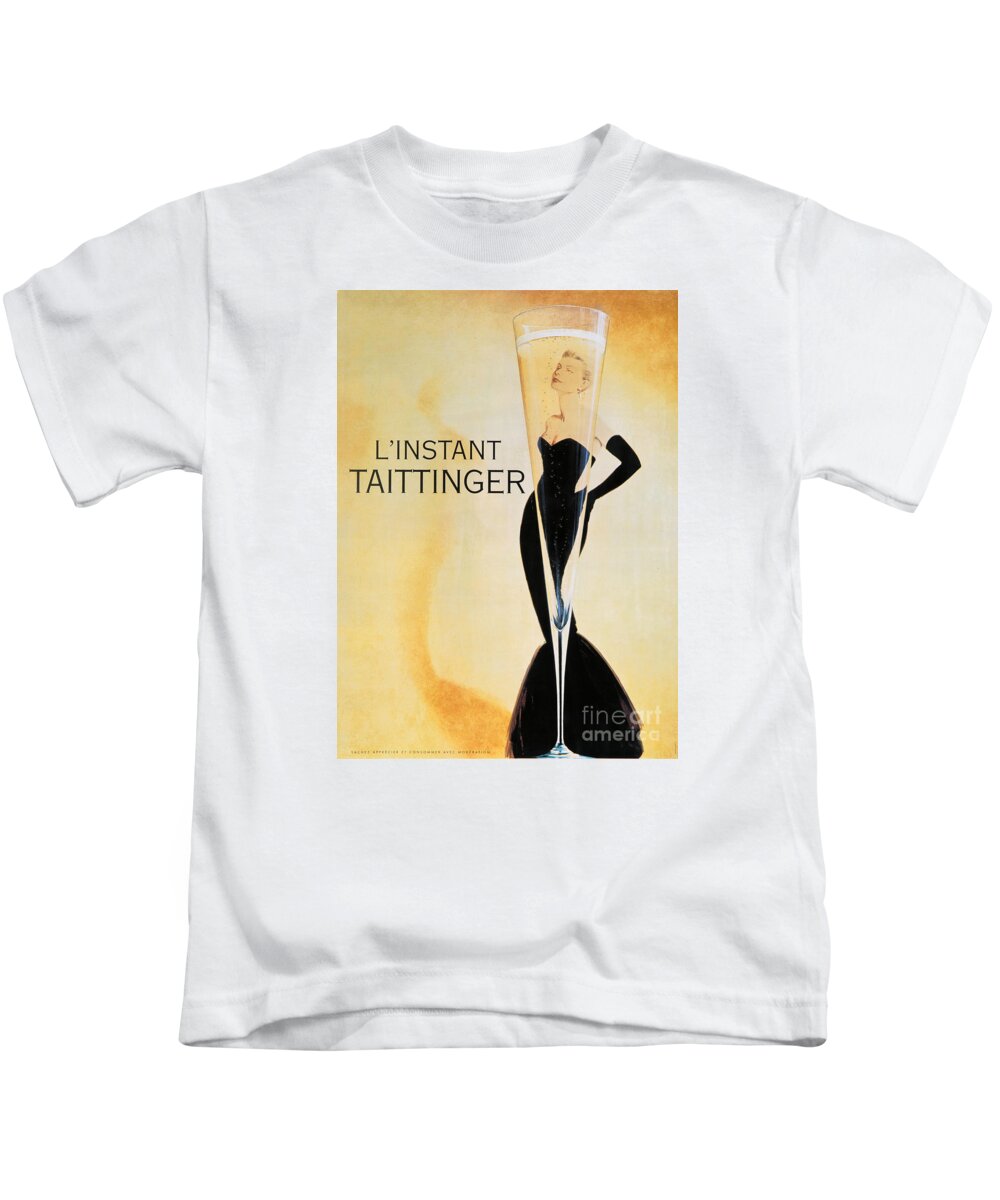 Champagne Kids T-Shirt featuring the painting Vintage French Champagne #1 by Mindy Sommers