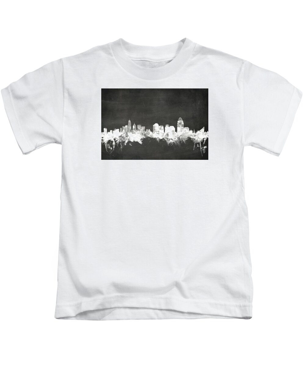 United States Kids T-Shirt featuring the digital art Cincinnati Ohio Skyline #10 by Michael Tompsett