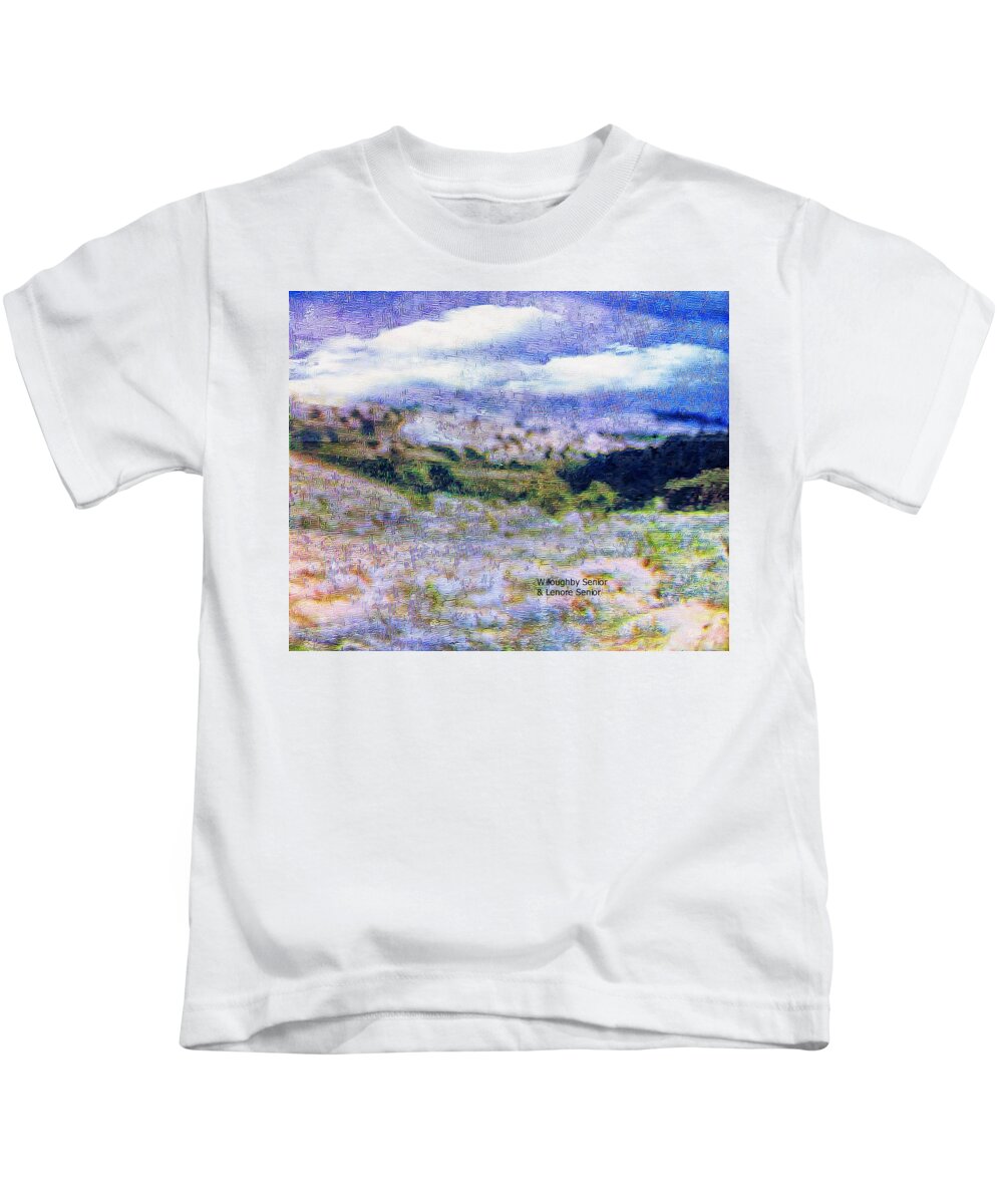 Impression Kids T-Shirt featuring the digital art 1950's - When Light Hits the Trees by Lenore Senior