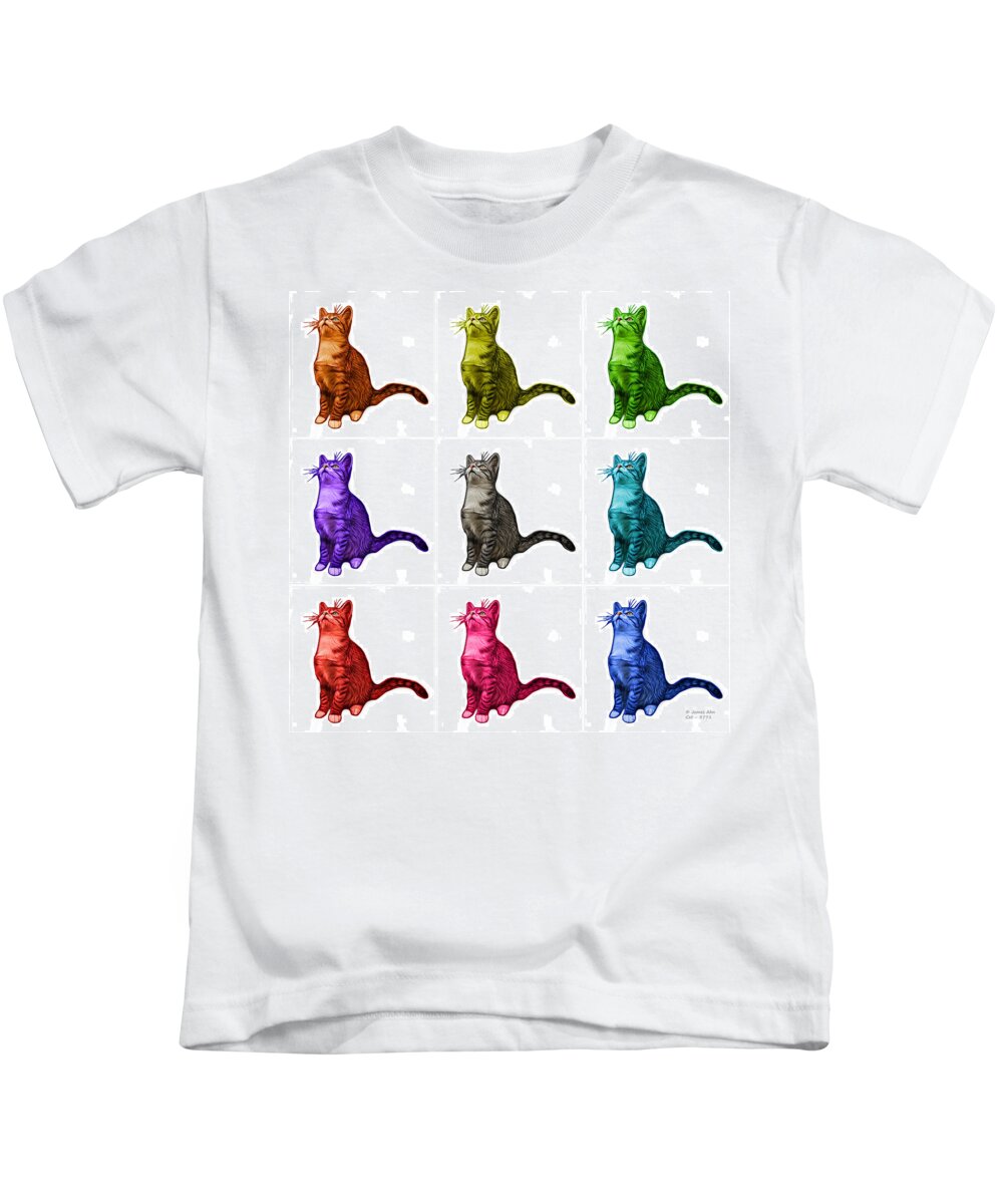 Cat Kids T-Shirt featuring the painting Cat Art - 3771 BB #2 by James Ahn