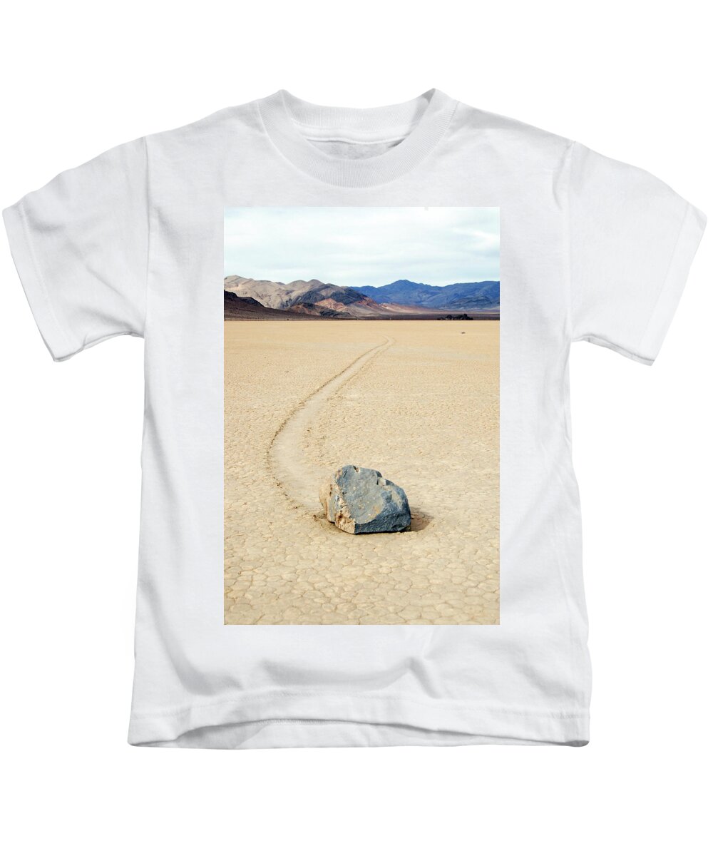 Moving Rock Kids T-Shirt featuring the photograph Death Valley Racetrack #2 by Breck Bartholomew