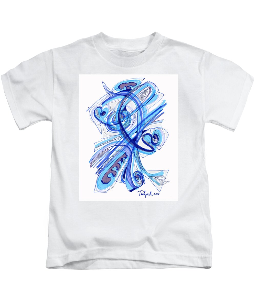 Abstract Kids T-Shirt featuring the drawing 2010 Drawing Four by Lynne Taetzsch