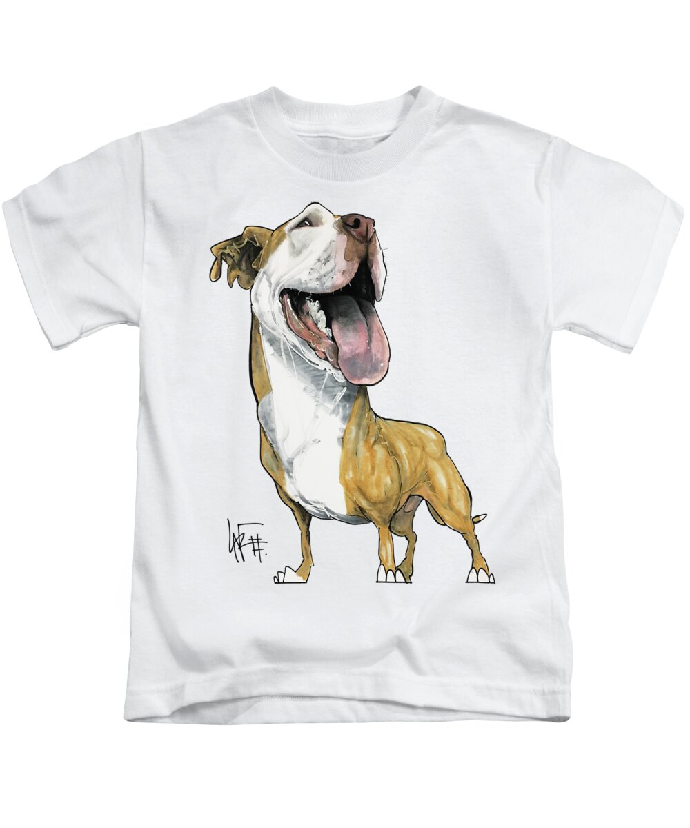 Pitbull Kids T-Shirt featuring the drawing 2830 Lewis by Canine Caricatures By John LaFree