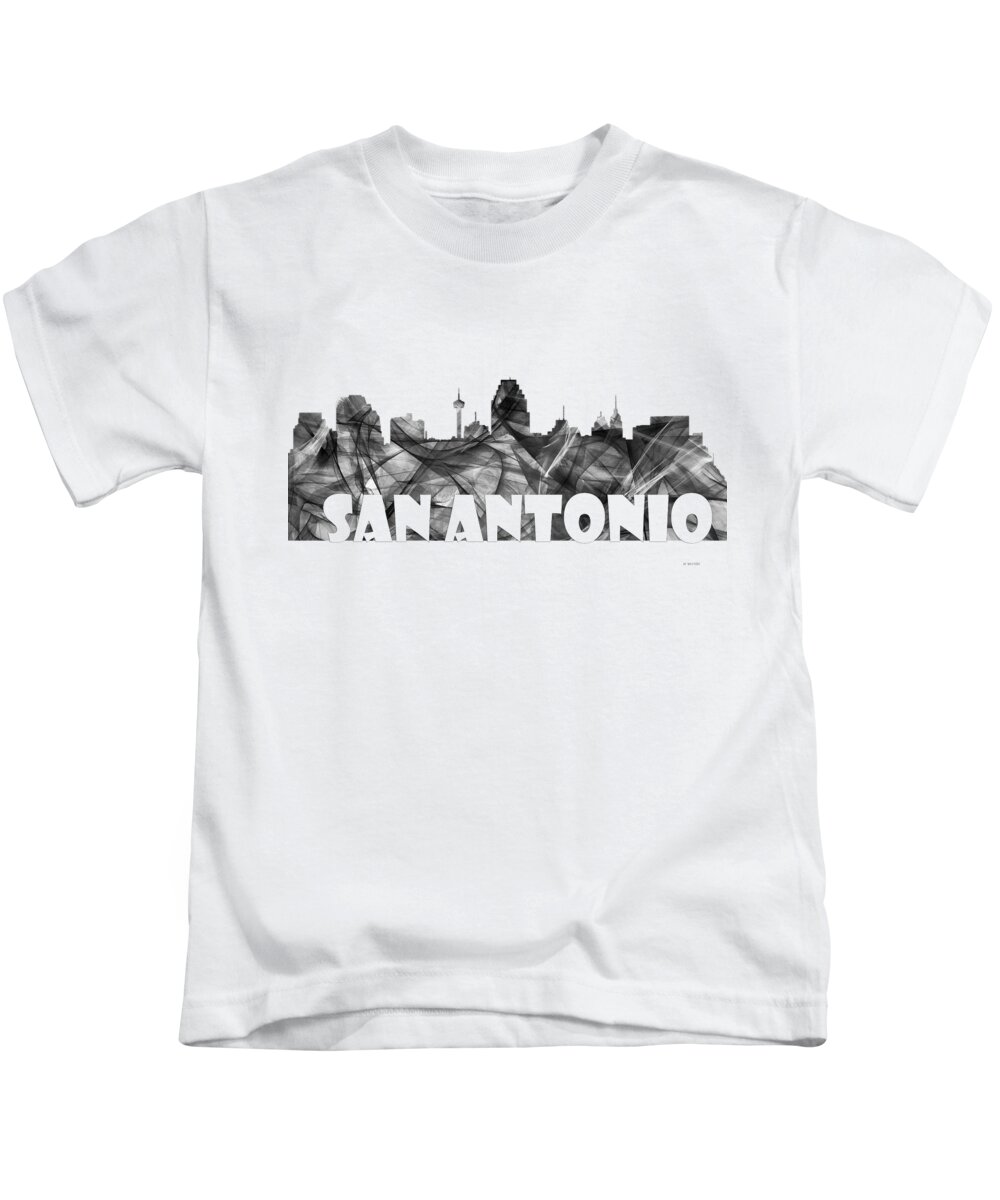 San Antonio Kids T-Shirt featuring the digital art San Antonio Texas Skyline #3 by Marlene Watson