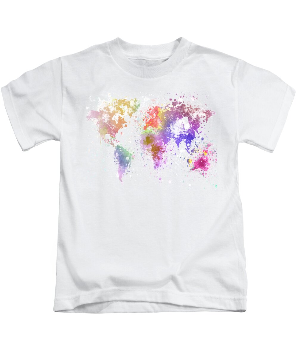 Adventure Kids T-Shirt featuring the painting World Map Painting #4 by Setsiri Silapasuwanchai