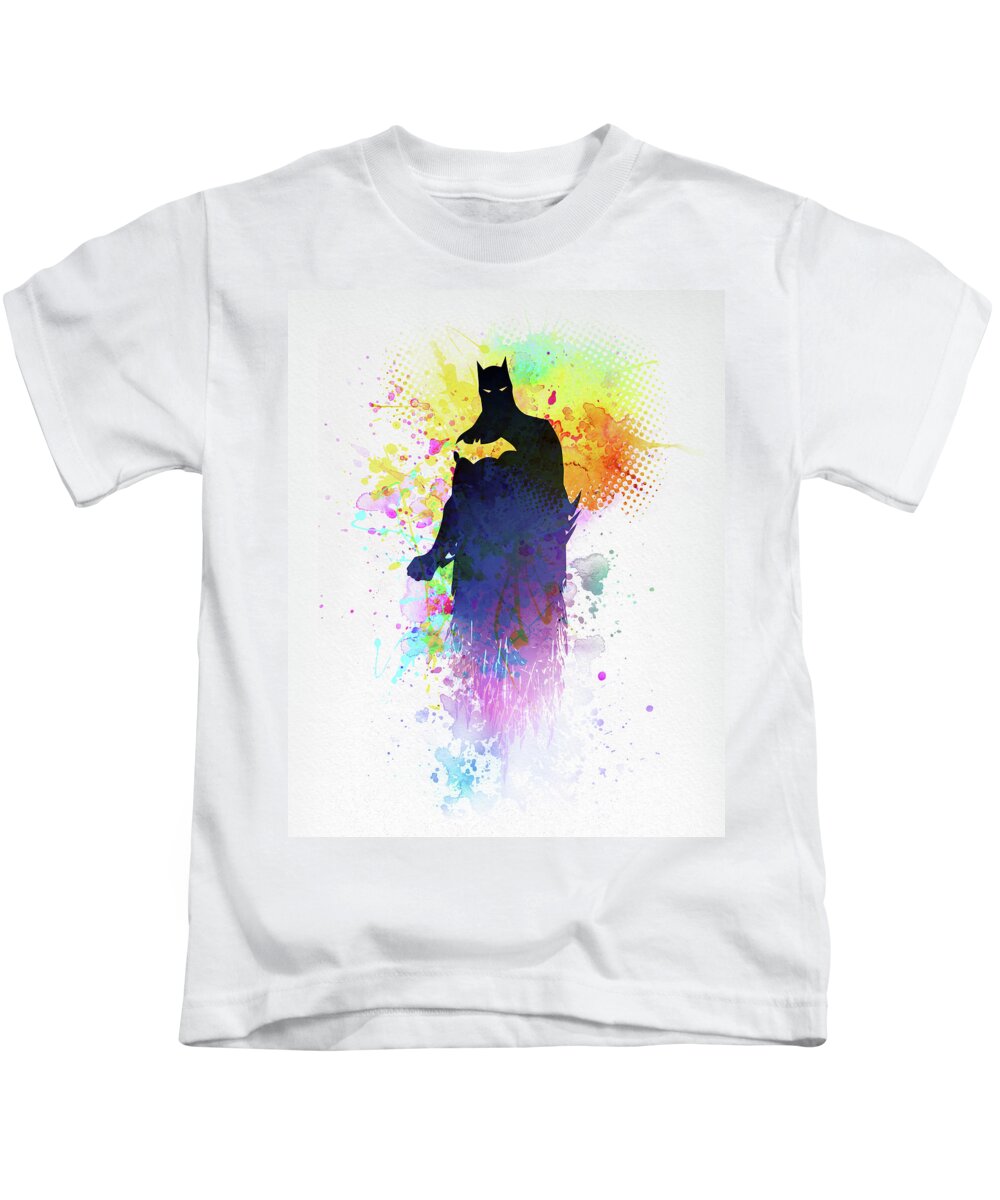 Superheroes Kids T-Shirt featuring the painting Batman #4 by Art Popop