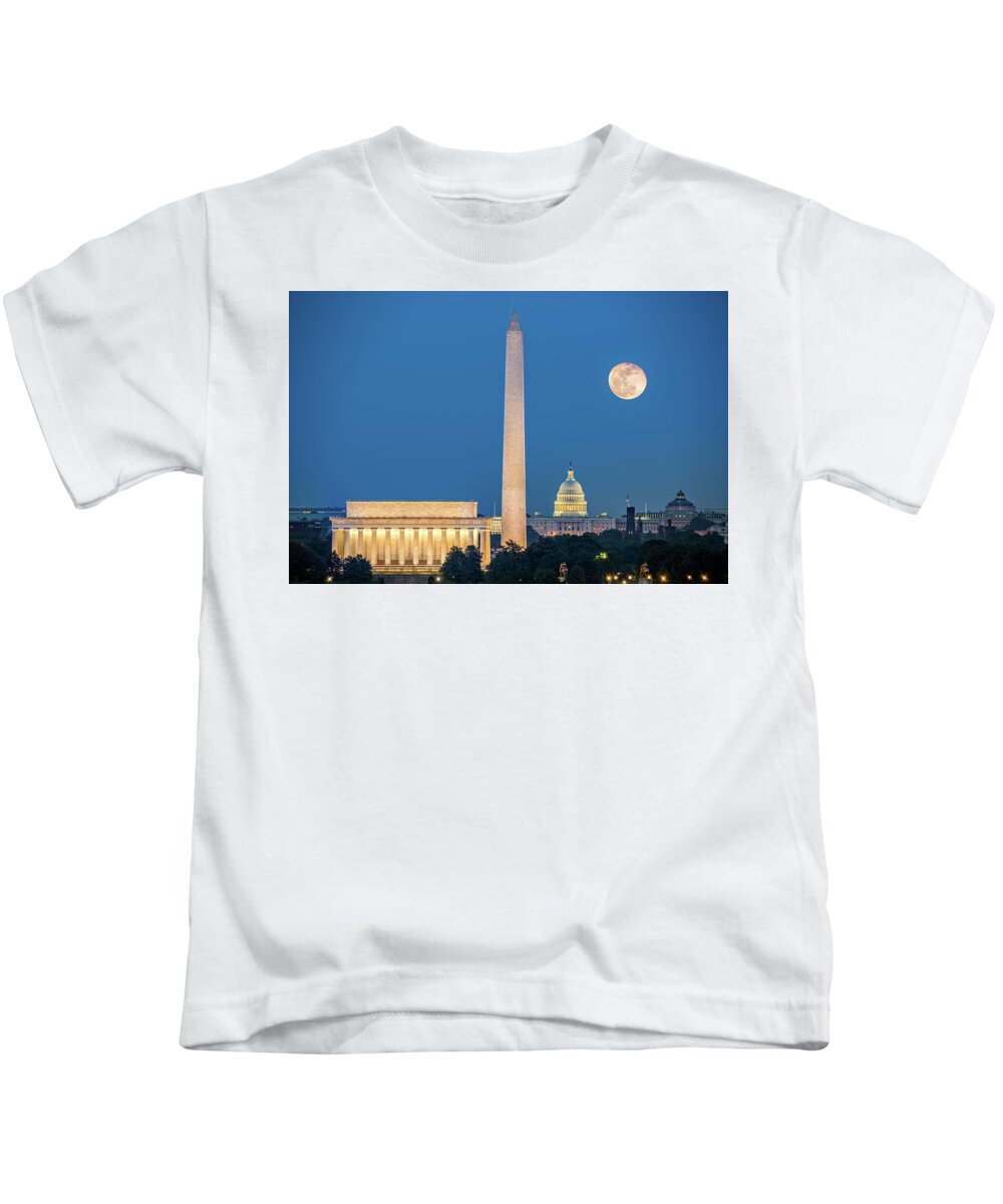 America Kids T-Shirt featuring the photograph 4 Monuments by Mihai Andritoiu