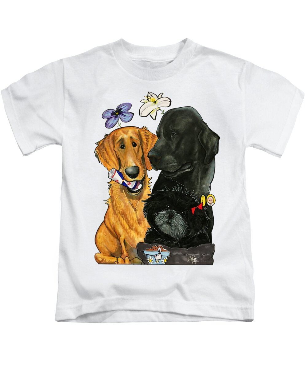 Pet Portrait Kids T-Shirt featuring the drawing 7-1396 Scallon by Canine Caricatures By John LaFree
