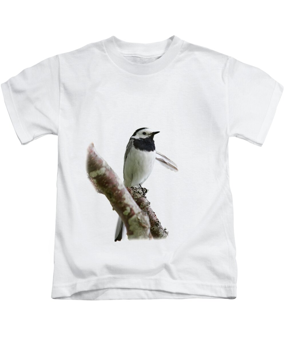 Finland Kids T-Shirt featuring the photograph White wagtail with transparent background by Jouko Lehto
