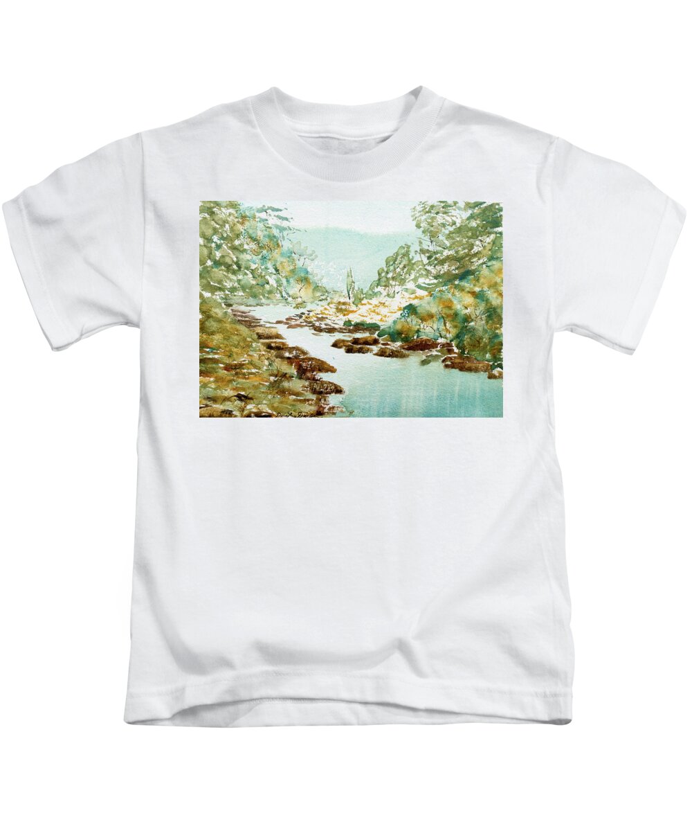 Australia Kids T-Shirt featuring the painting A Quiet Stream in Tasmania by Dorothy Darden