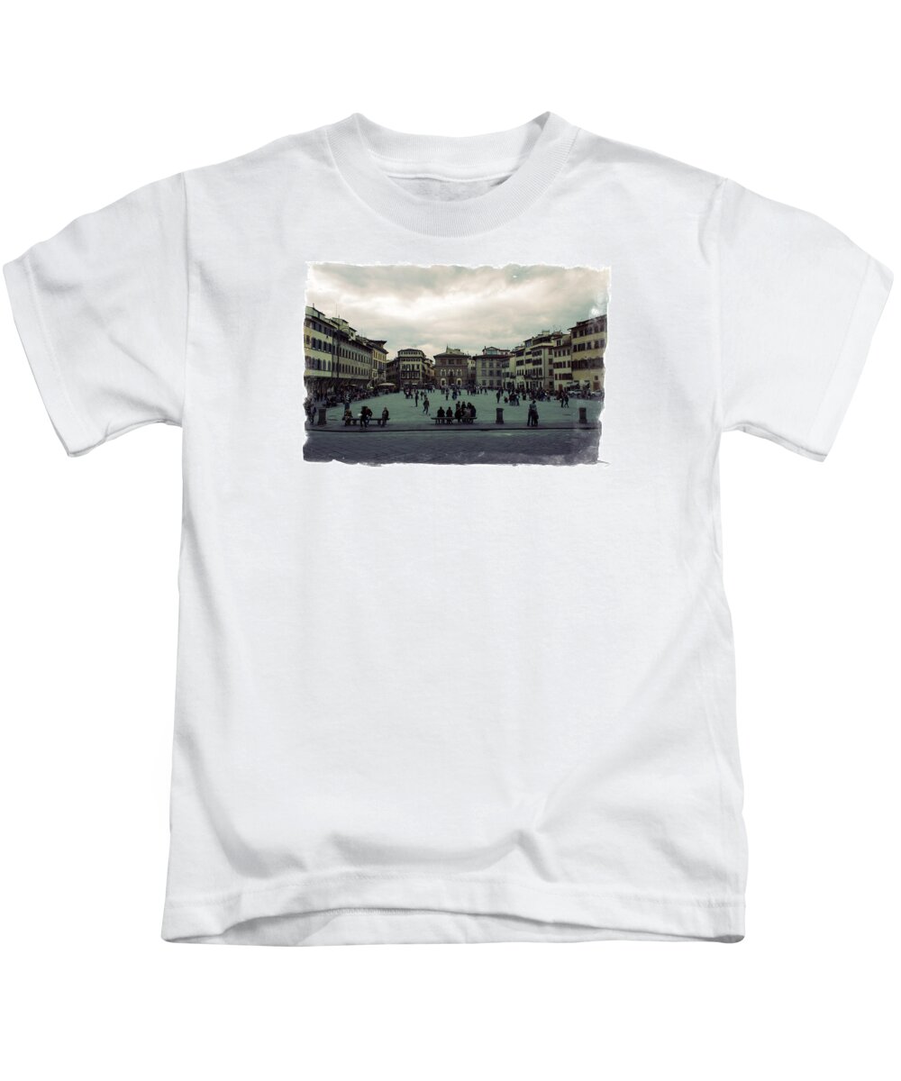 Travel Kids T-Shirt featuring the photograph A Square in Florence Italy by Wade Brooks