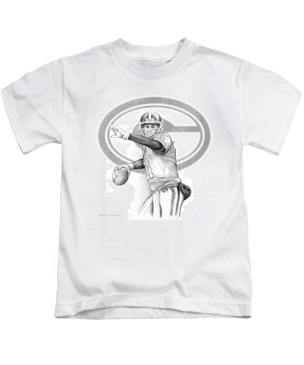 Aaron Murray Kids T-Shirt featuring the drawing Aaron Murray by Greg Joens