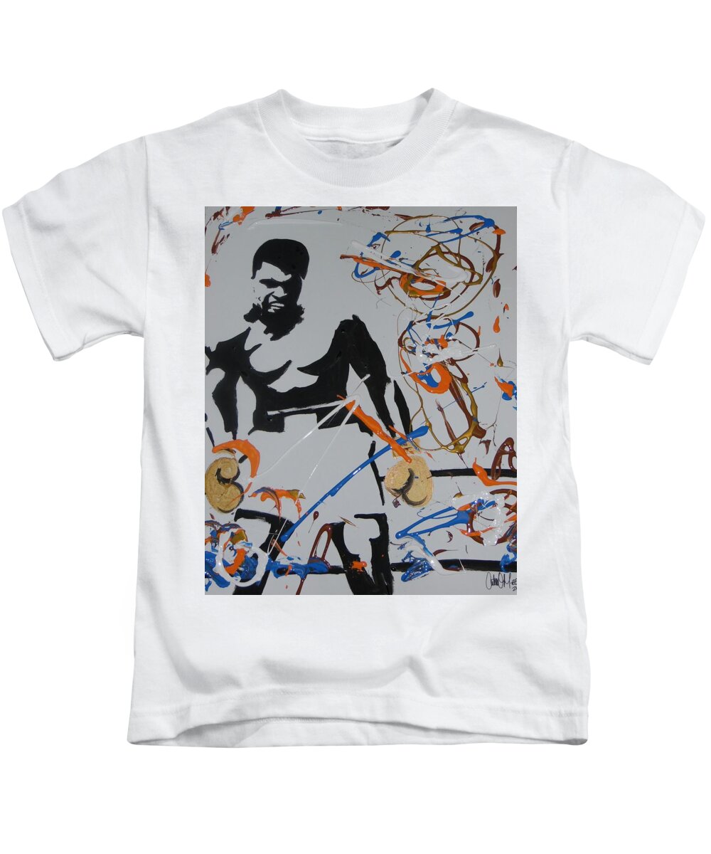 Ali Kids T-Shirt featuring the painting Abstract Ali by Antonio Moore