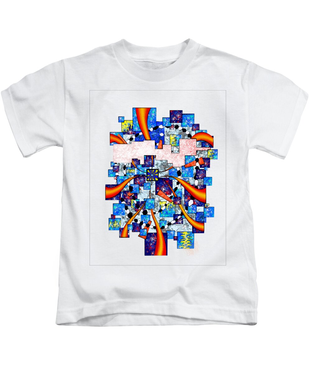 Flames Kids T-Shirt featuring the painting Abstract digital art - Deselia V2 by Cersatti