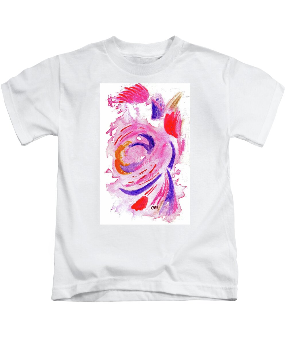 Rose Kids T-Shirt featuring the painting Abstract Pink by Corinne Carroll