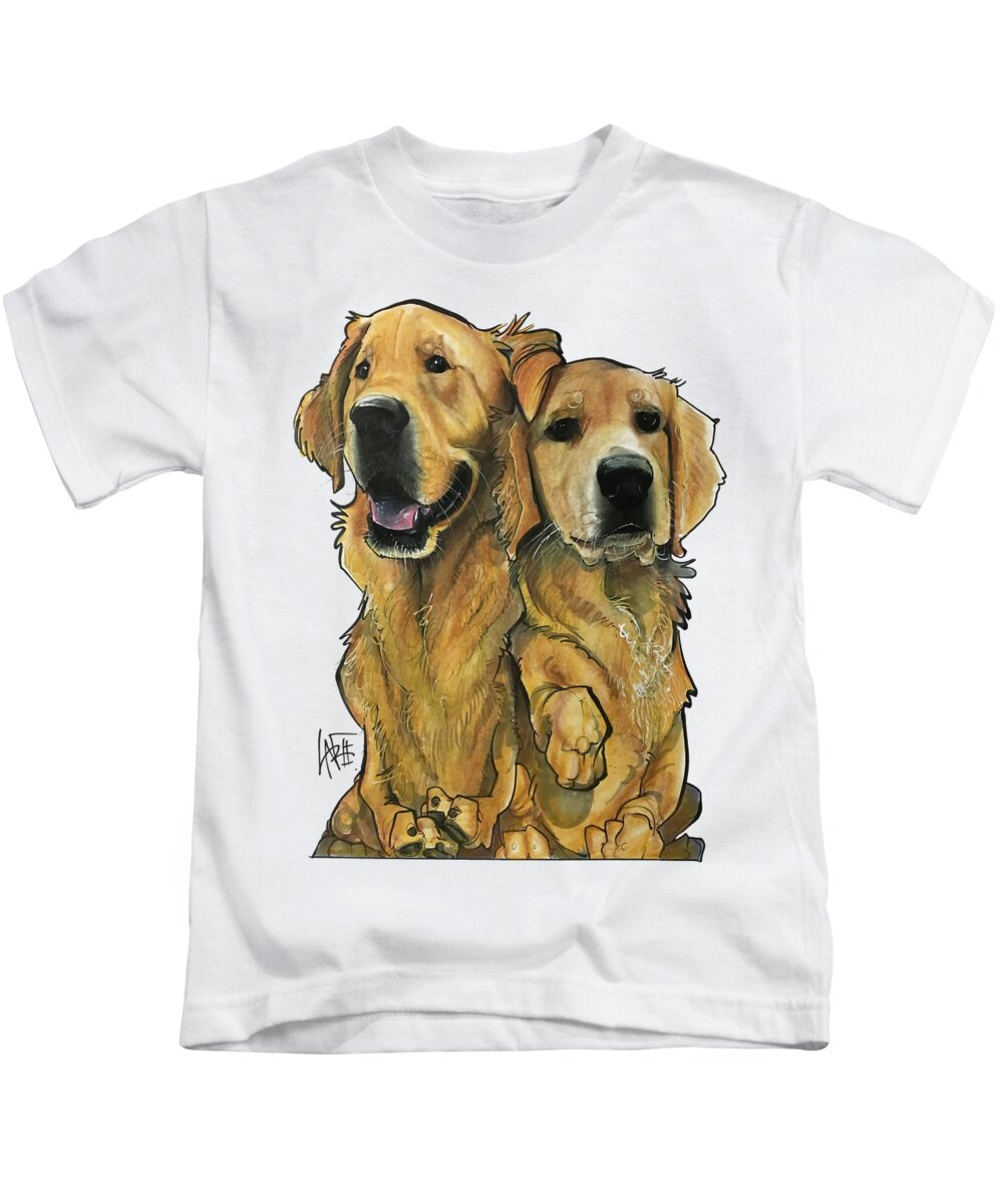 Pet Portrait Kids T-Shirt featuring the drawing Adie 3320 by John LaFree