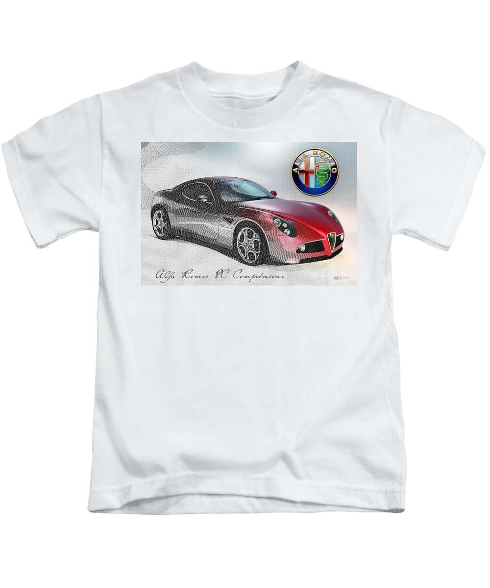 Wheels Of Fortune By Serge Averbukh Kids T-Shirt featuring the photograph Alfa Romeo 8C Competizione by Serge Averbukh