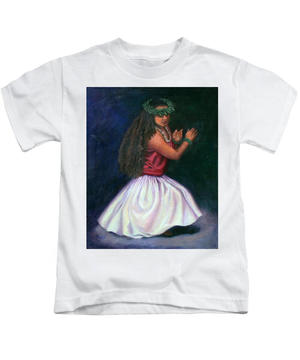 Hula Kids T-Shirt featuring the painting Alohi by Megan Collins