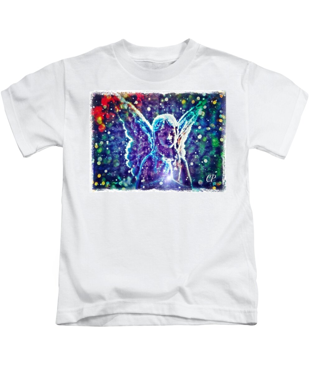  Kids T-Shirt featuring the mixed media Angel in the Snow by Christine Paris