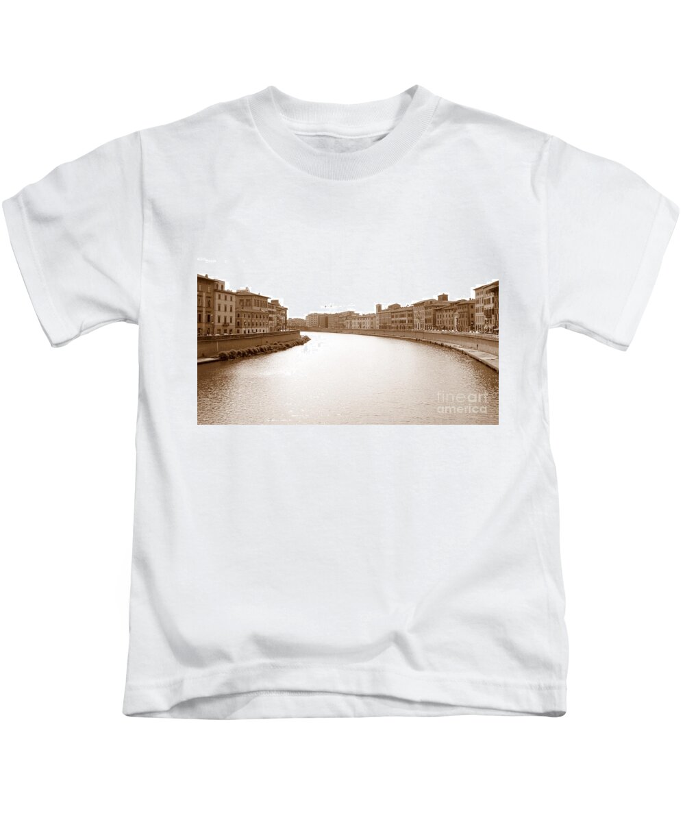 Arno Kids T-Shirt featuring the photograph Arno River in Pisa by Laurel Best
