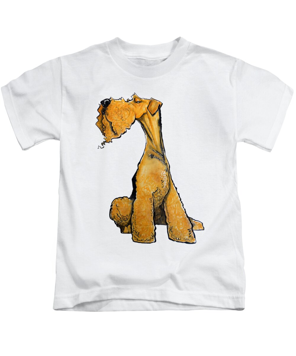 Airedale Kids T-Shirt featuring the drawing Arrogant Airedale by John LaFree