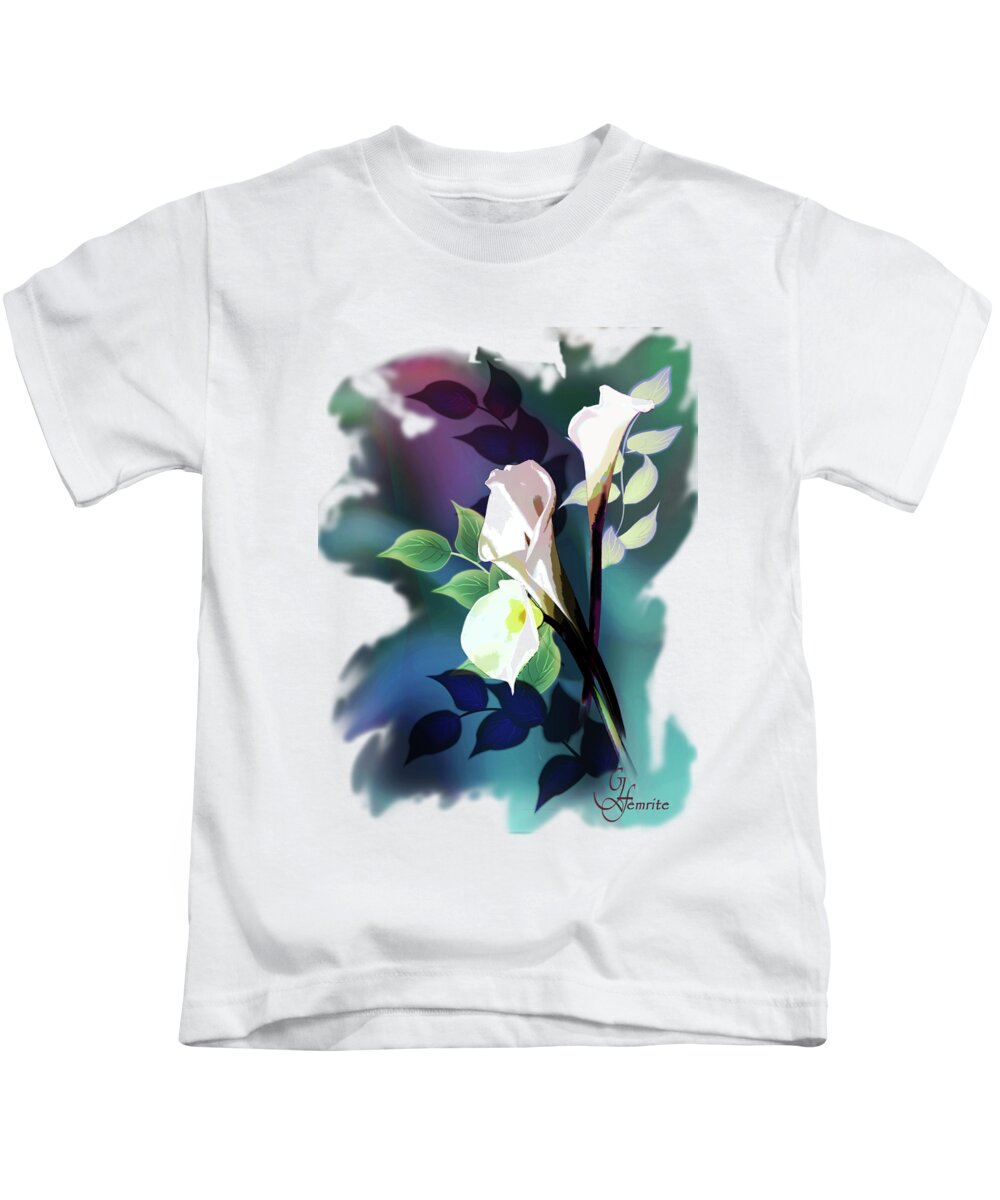 Floral Print Kids T-Shirt featuring the painting Bouquet in white by Regina Femrite