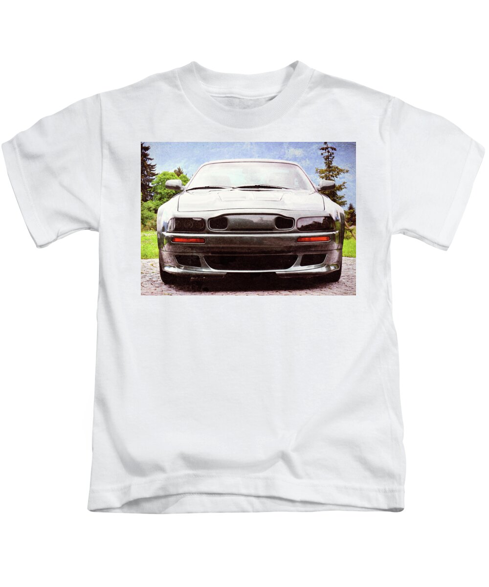 1999 Kids T-Shirt featuring the digital art Aston Martin V8 Vantage Le Mans-2 by Roy Pedersen