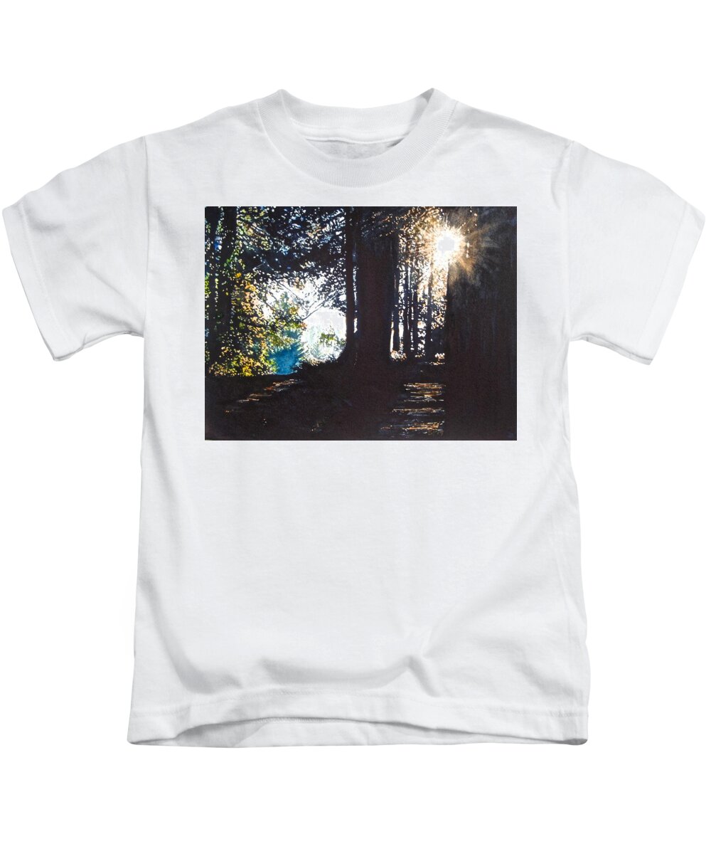 Landscape Kids T-Shirt featuring the painting At Sunset by Barbara Pease